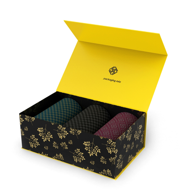 Boîte-cadeau rigide de chaussettes personnalisées pliantes