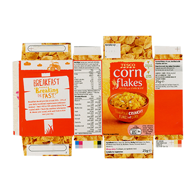 Boîtes de céréales Corn Flakes personnalisées