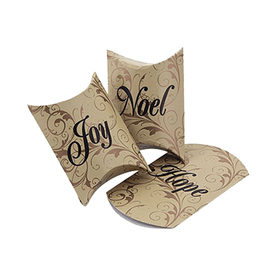 Boîtes à oreillers cadeaux en papier kraft personnalisées